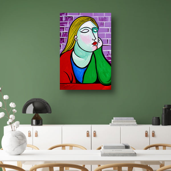 Kleurrijk vrouw in gedachten poster