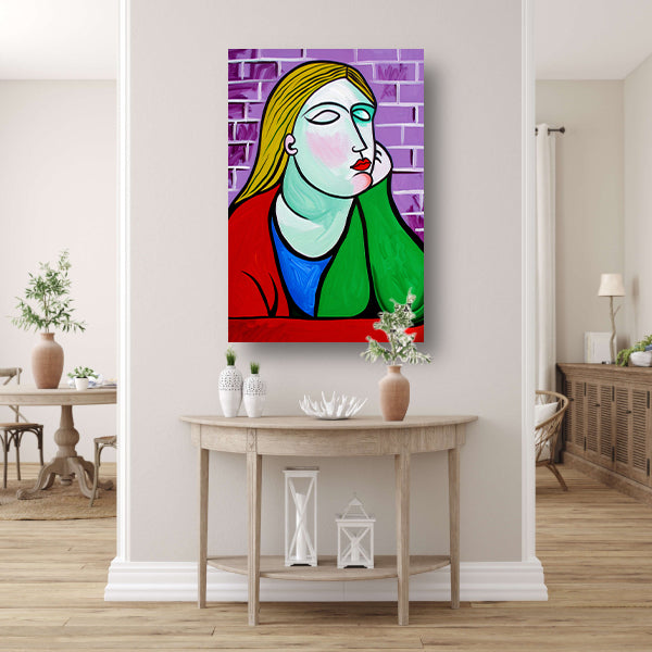 Kleurrijk vrouw in gedachten poster