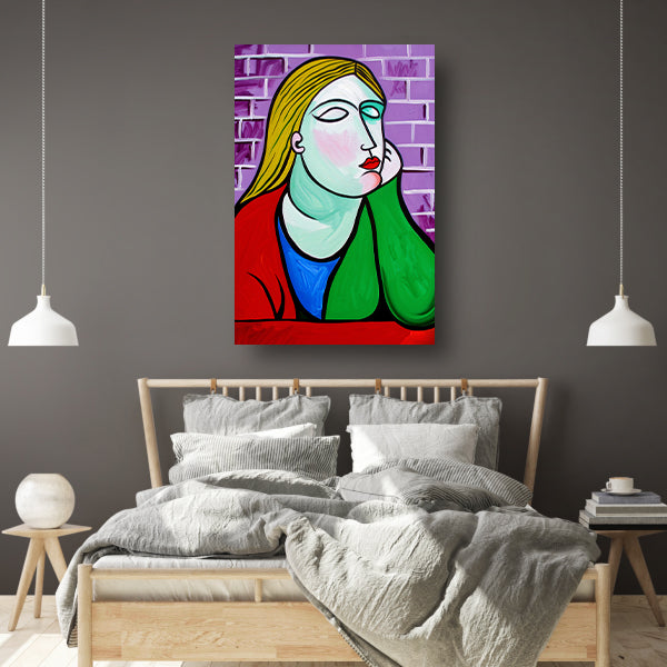 Kleurrijk vrouw in gedachten poster