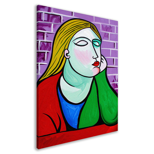 Kleurrijk vrouw in gedachten canvas