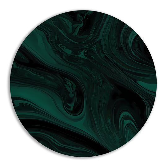 Abstracte Donkergroene en Zwarte Vloeibare Dynamiek aluminium muurcirkel