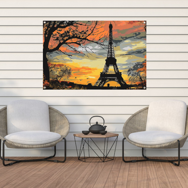 Eiffeltoren bij zonsondergang tuinposter
