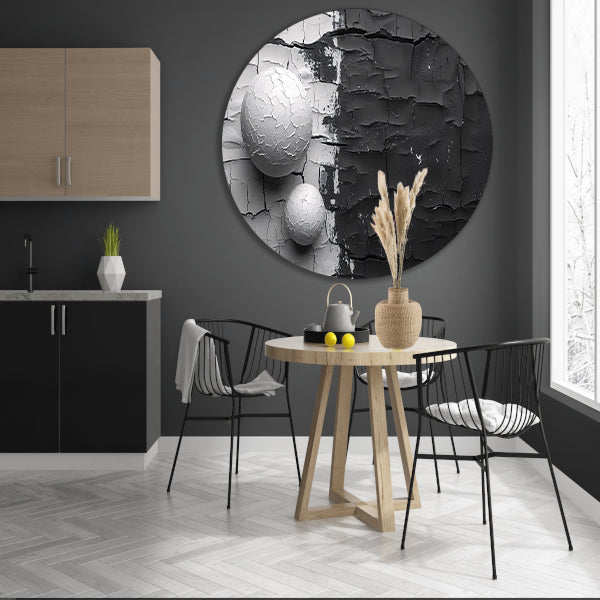 Minimalistisch ballencompositie aluminium muurcirkel