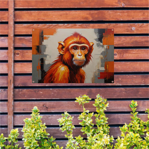 Abstract Oranje Aap in Moderne Kunst tuinposter