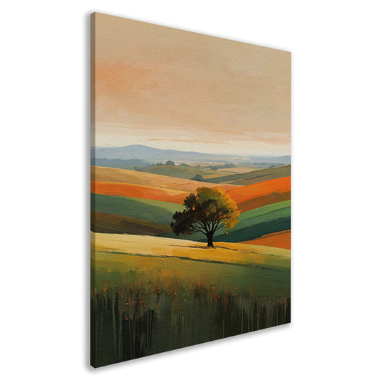 Boom in Herfstkleuren op Golvende Heuvels canvas