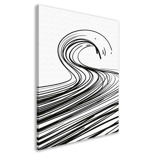 Zwart-wit minimalistische golf lijnkunst canvas