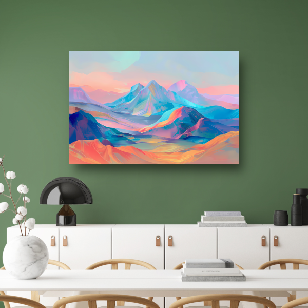 Droomachtige pastelkleurige abstracte berglandschap canvas