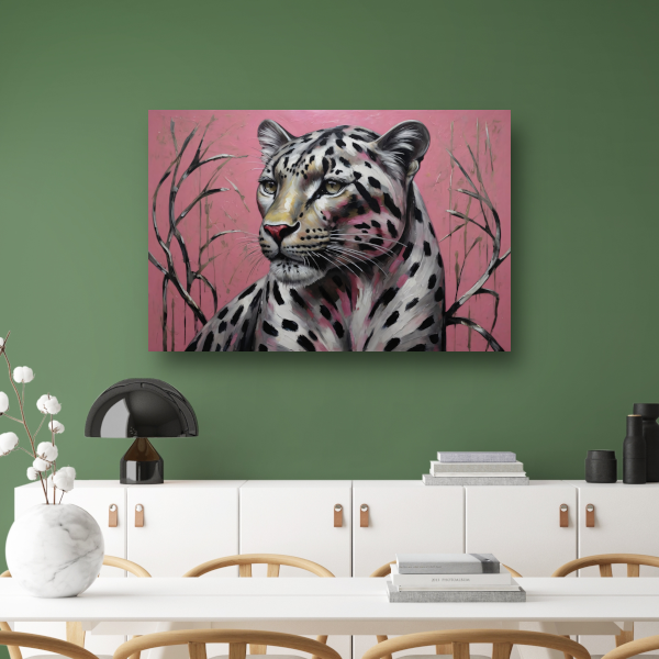 Majestueus Luipaard op Roze Achtergrond poster