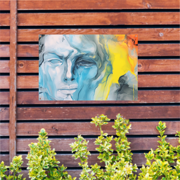 Emotionele Abstractie in Blauw en Geel tuinposter