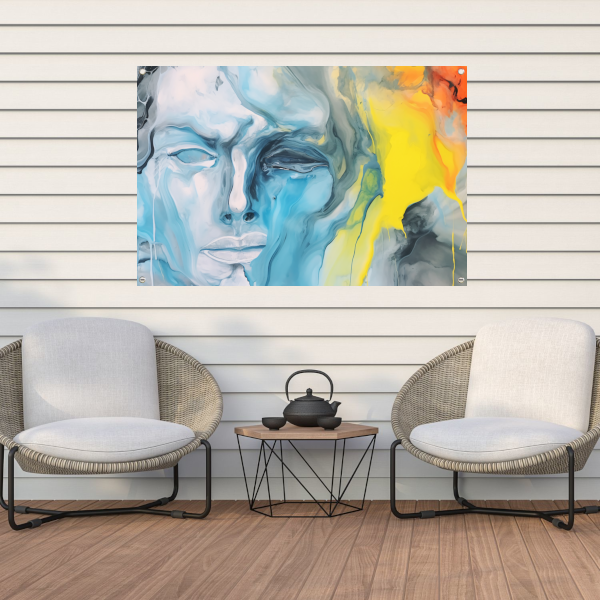 Emotionele Abstractie in Blauw en Geel tuinposter