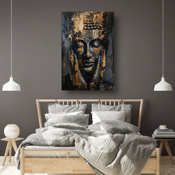 Canvas schilderij - Boeddha schilderij met gouden details