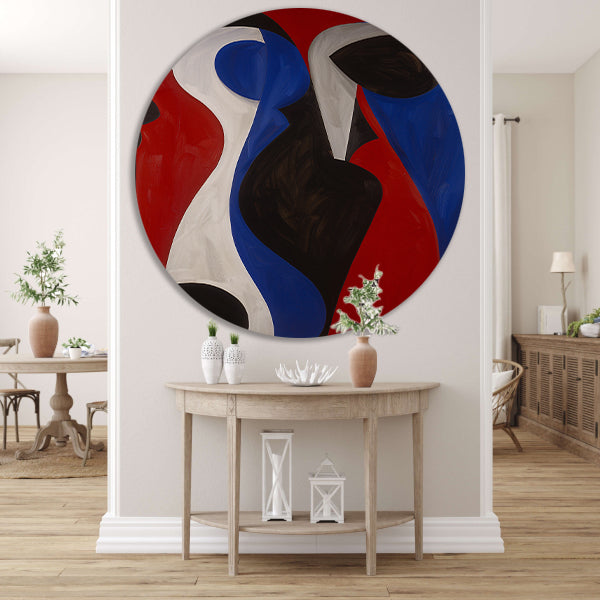 Abstracte kleurrijke vormen in moderne stijl aluminium muurcirkel