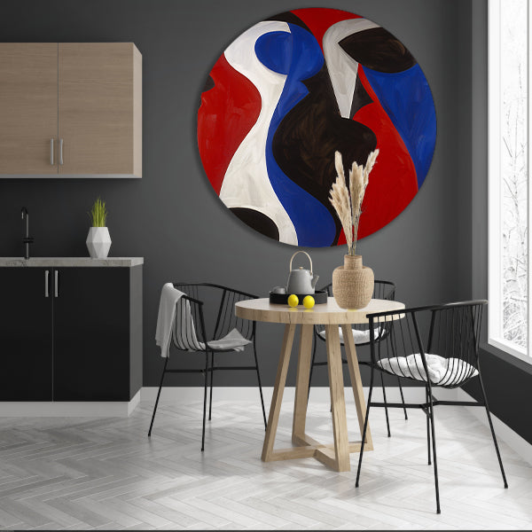 Abstracte kleurrijke vormen in moderne stijl aluminium muurcirkel