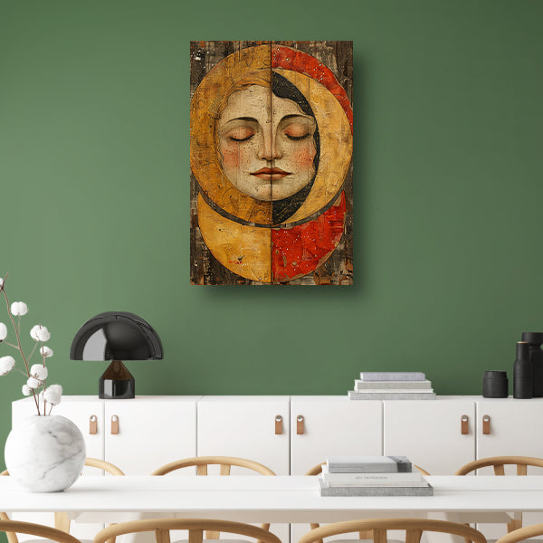 Stille Uitdrukking op Gouden Achtergrond canvas