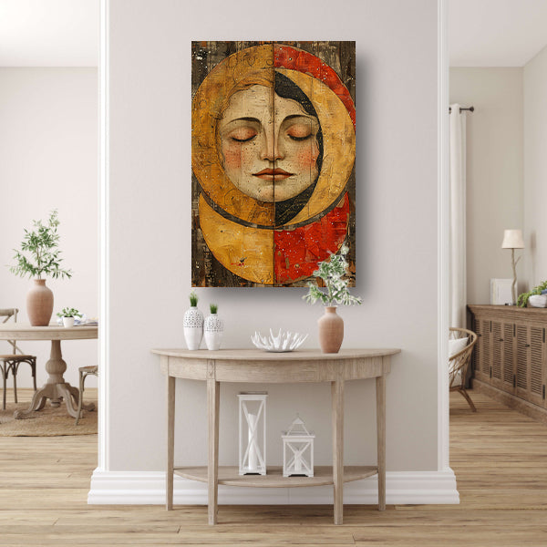 Stille Uitdrukking op Gouden Achtergrond canvas