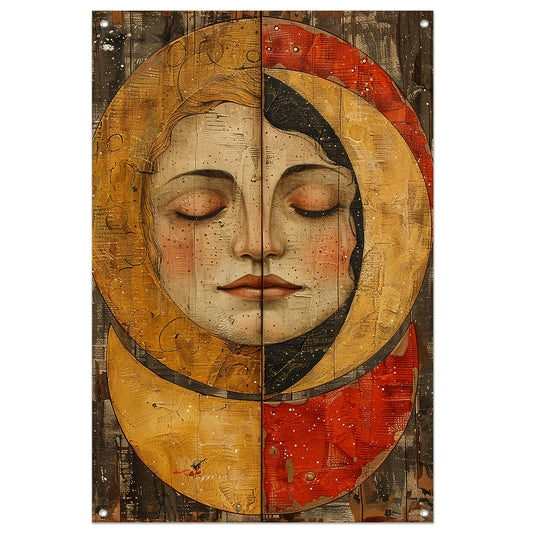 Stille Uitdrukking op Gouden Achtergrond tuinposter