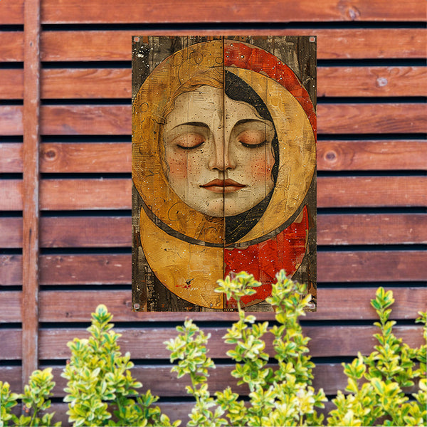 Stille Uitdrukking op Gouden Achtergrond tuinposter