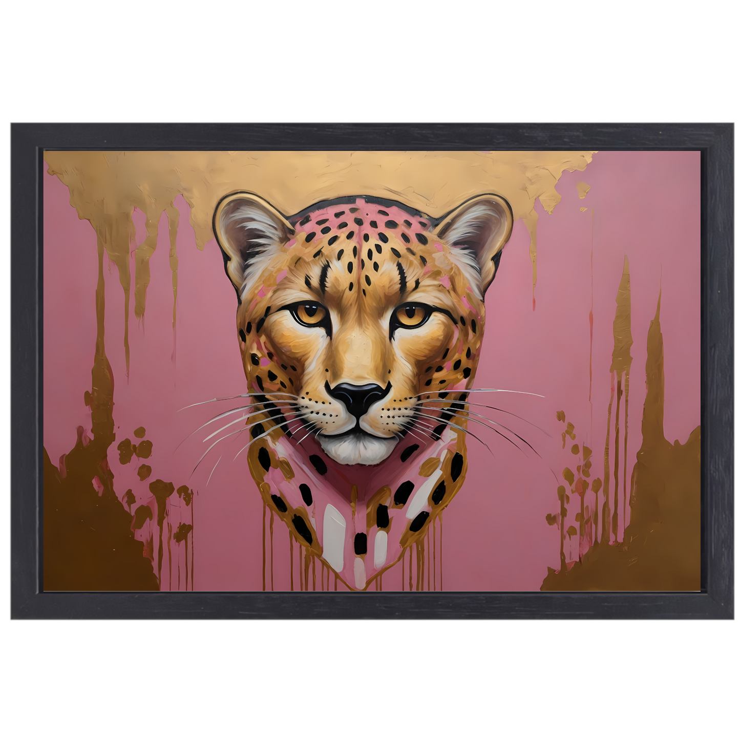 Gouden Glans Luipaard Moderne Kunst canvas met baklijst