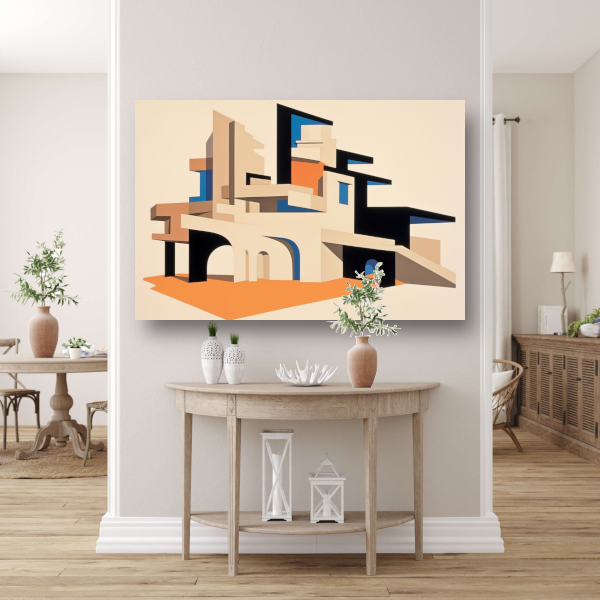 Minimalistische trap in een lichte ruimte canvas