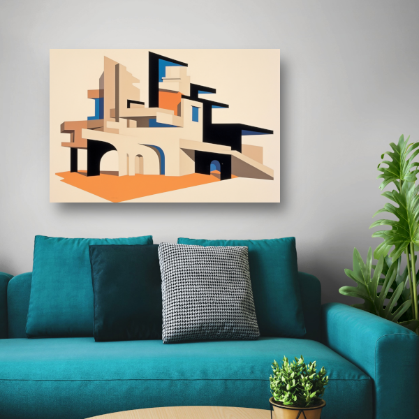 Minimalistische trap in een lichte ruimte canvas