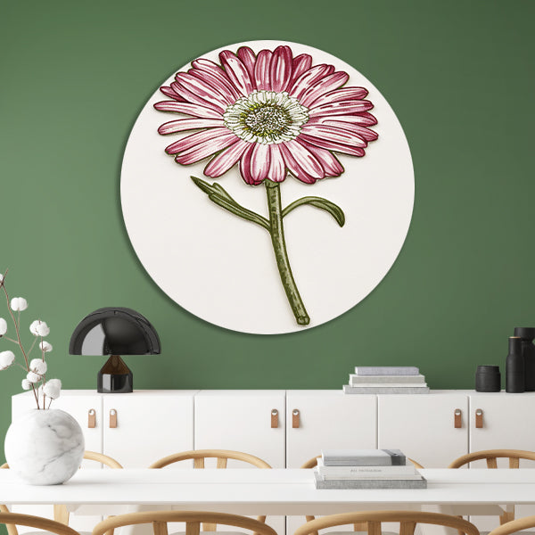 Gedetailleerde aquarel bloem met bladeren forex muurcirkel