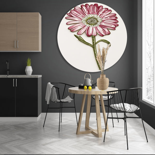 Gedetailleerde aquarel bloem met bladeren forex muurcirkel
