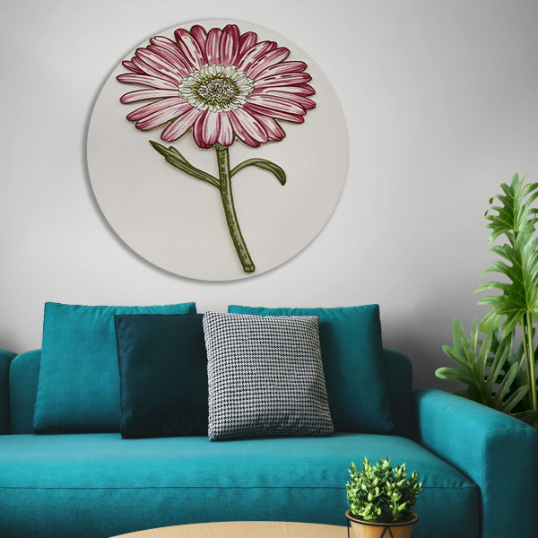 Gedetailleerde aquarel bloem met bladeren forex muurcirkel