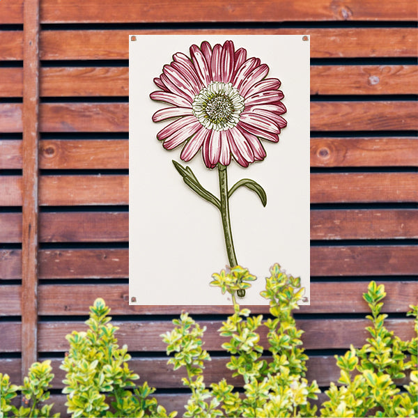 Gedetailleerde aquarel bloem met bladeren tuinposter