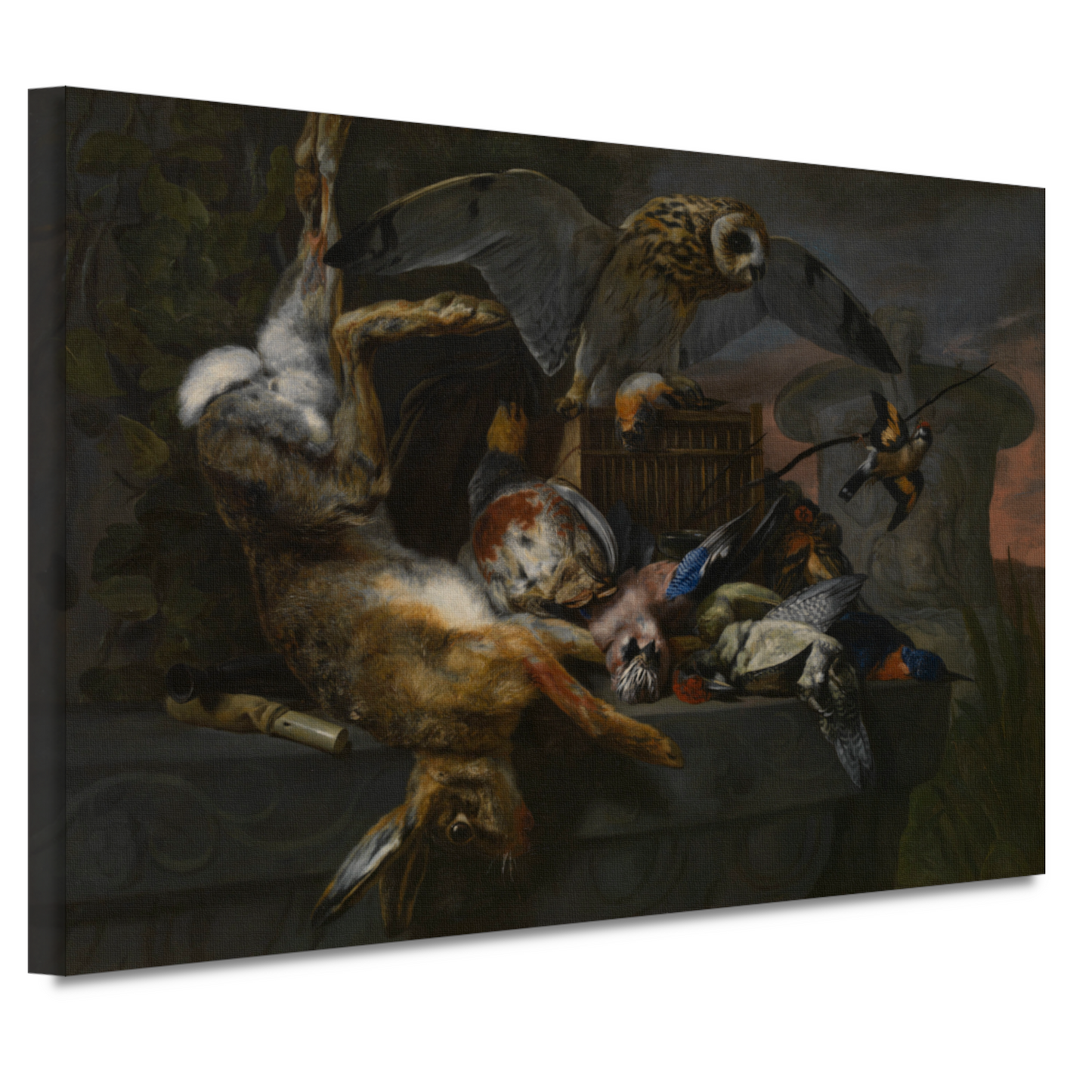 Jachtstilleven met haas en uil - Pieter Boel canvas