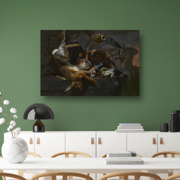 Jachtstilleven met haas en uil - Pieter Boel poster