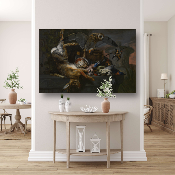 Jachtstilleven met haas en uil - Pieter Boel poster