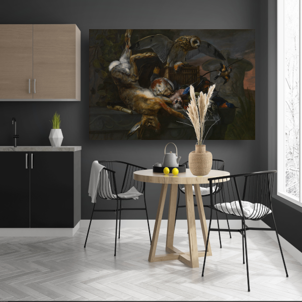 Jachtstilleven met haas en uil - Pieter Boel poster