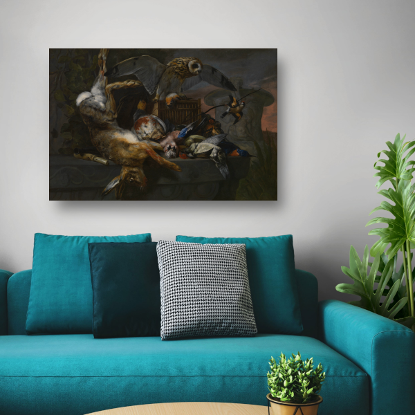 Jachtstilleven met haas en uil - Pieter Boel poster
