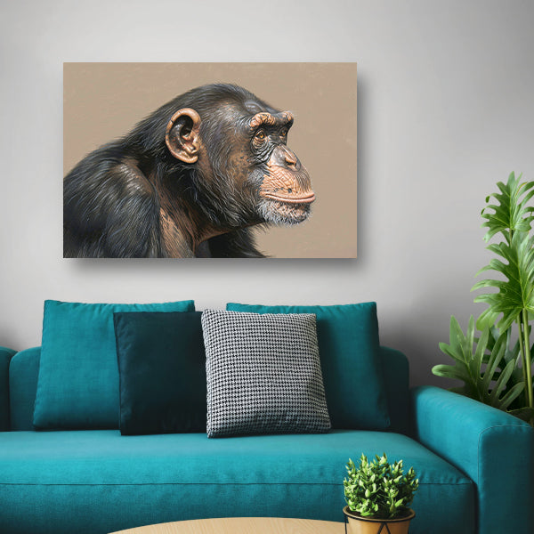 Gedetailleerde realistische aquarel van een aap canvas
