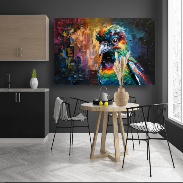 Explosie van Kleur in Abstracte Vogel poster