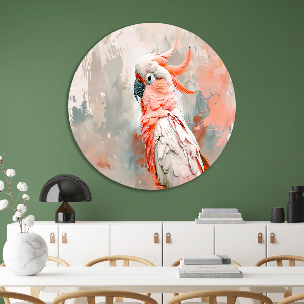 Surrealistische kleurrijke papegaai op abstracte achtergrond forex muurcirkel