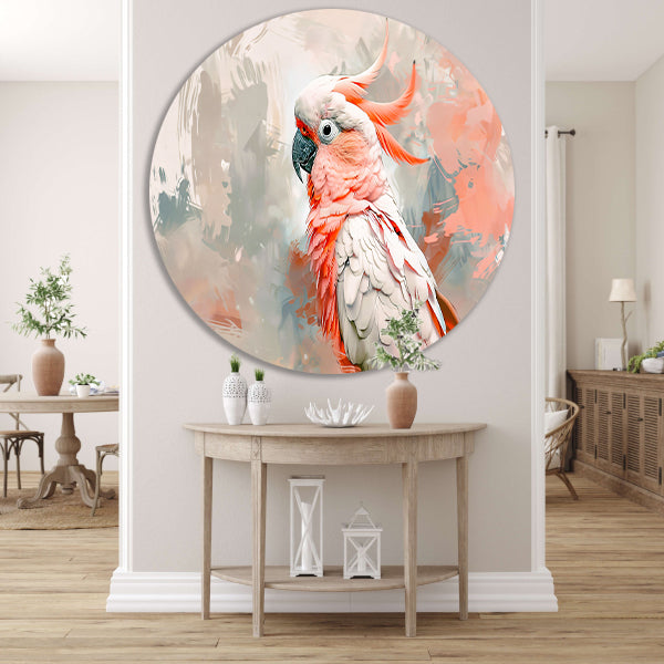 Surrealistische kleurrijke papegaai op abstracte achtergrond forex muurcirkel