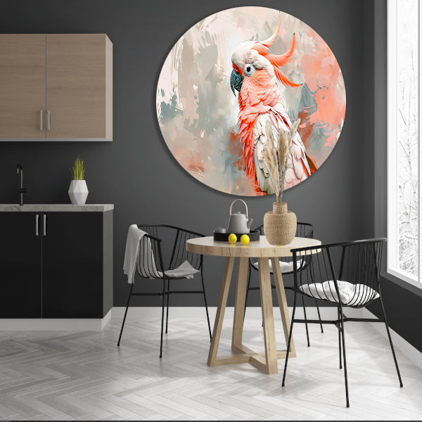 Surrealistische kleurrijke papegaai op abstracte achtergrond forex muurcirkel