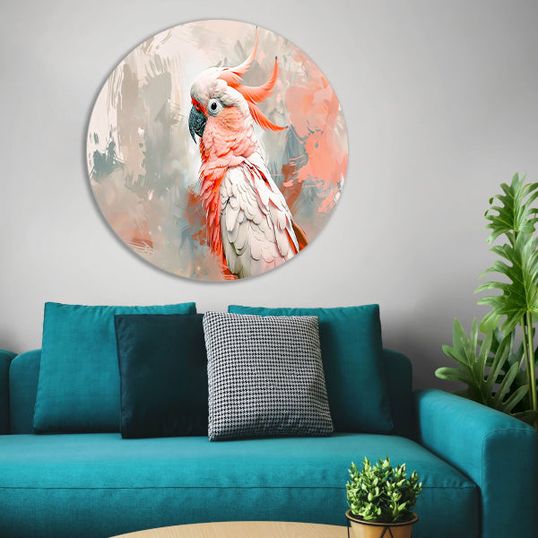 Surrealistische kleurrijke papegaai op abstracte achtergrond forex muurcirkel