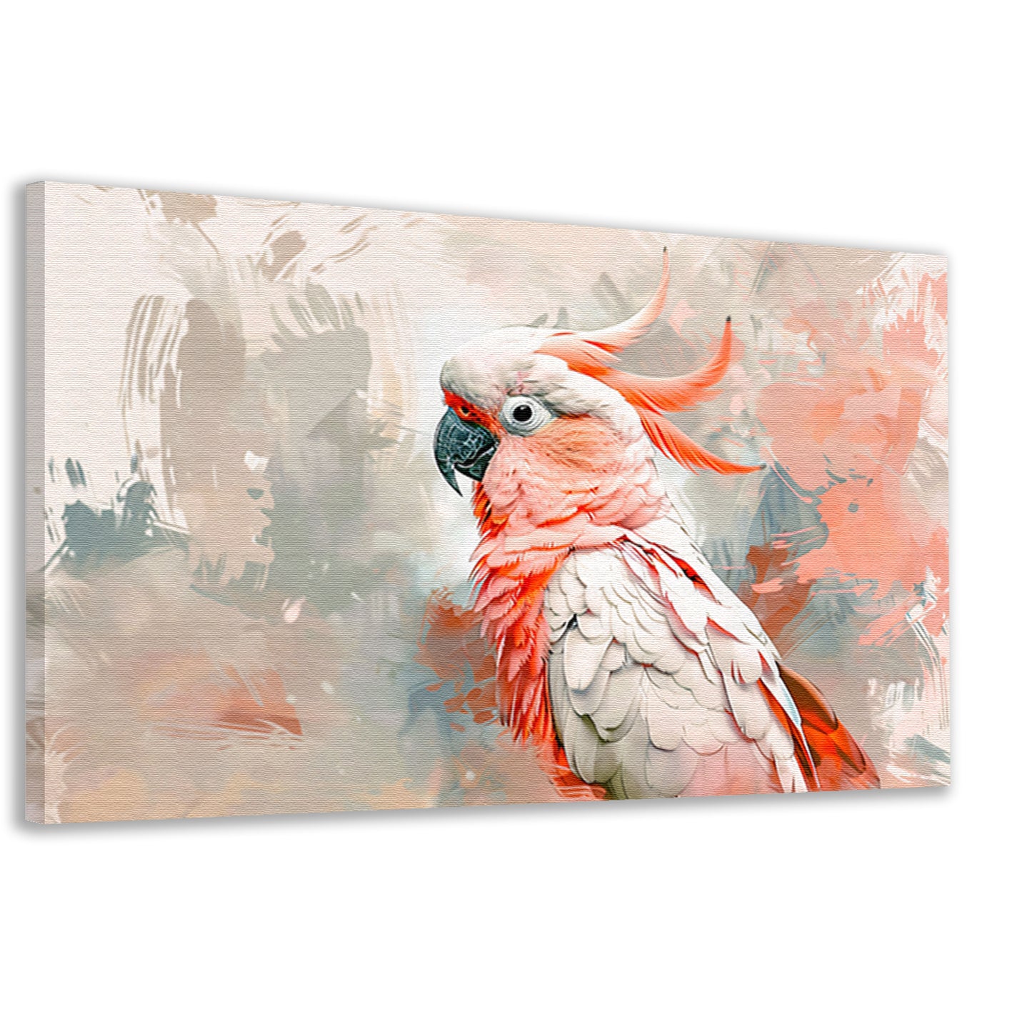Surrealistische kleurrijke papegaai op abstracte achtergrond canvas
