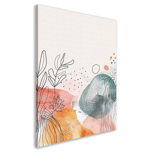 Moderne abstracte kunst met aquarel en lijntekeningen canvas