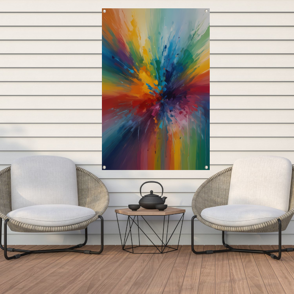 Dynamische Kleurexplosie in Abstracte Kunst tuinposter