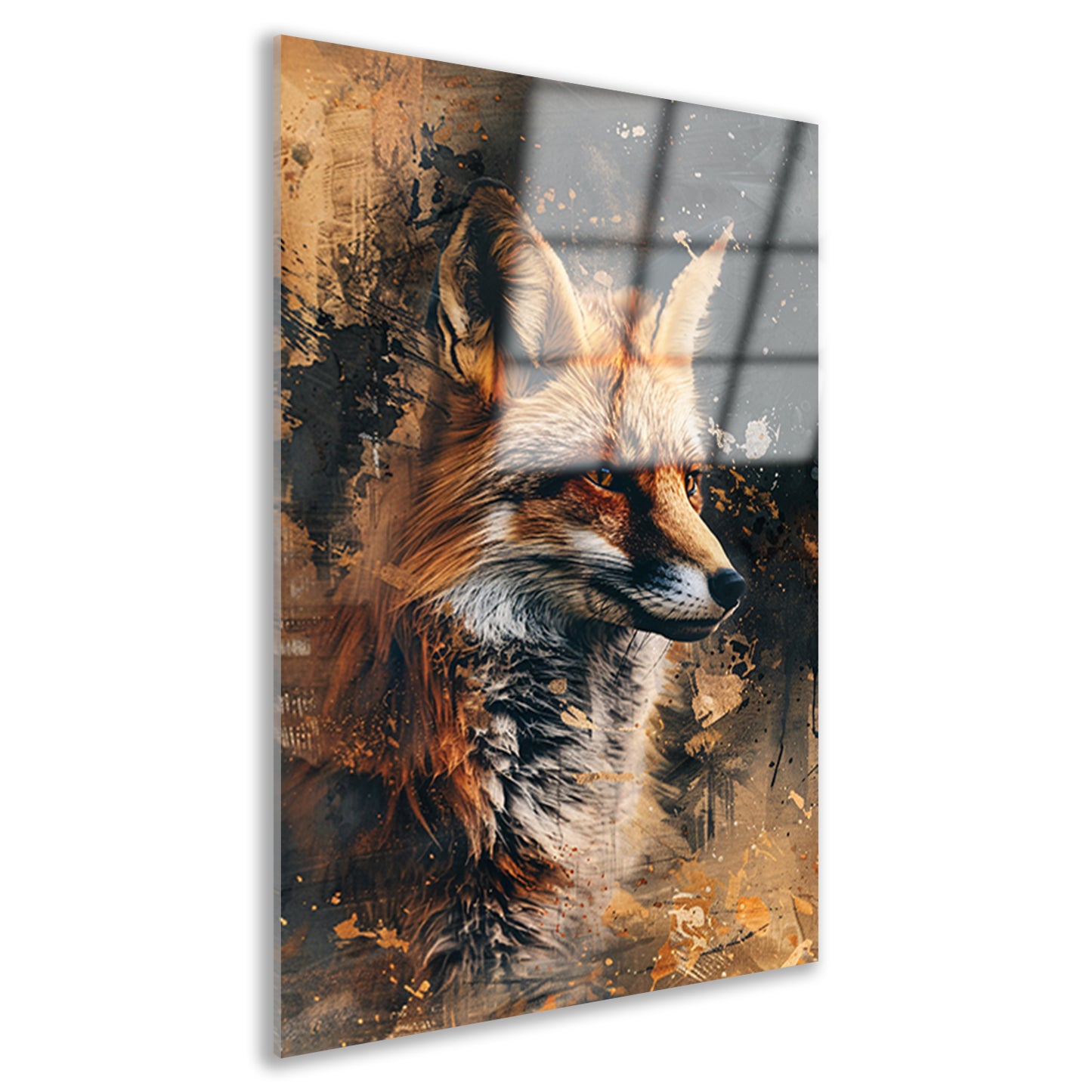 Mysterieuze vos in dynamische rustieke stijl acrylglas