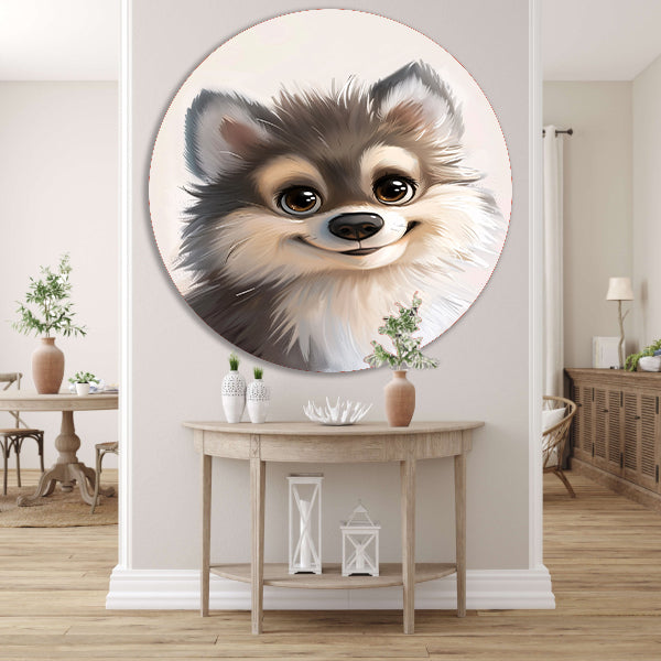 Pop Art Puppy Portret aluminium muurcirkel