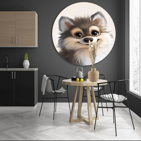 Pop Art Puppy Portret aluminium muurcirkel