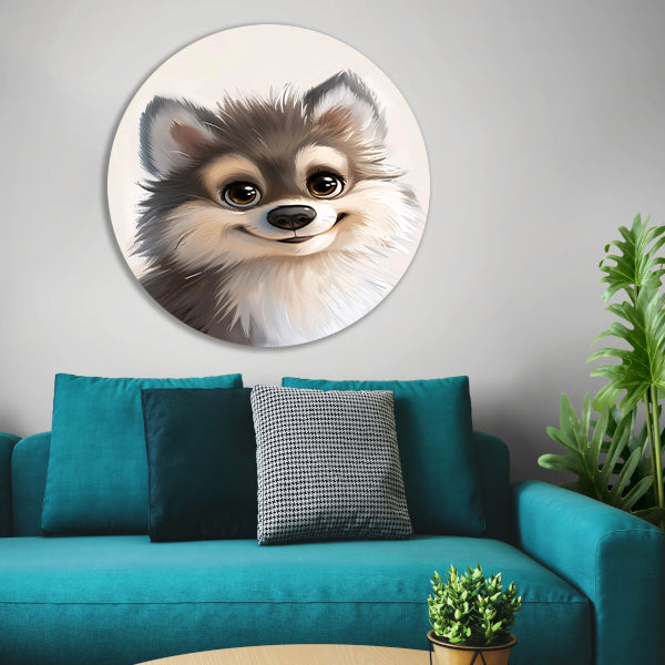 Pop Art Puppy Portret aluminium muurcirkel