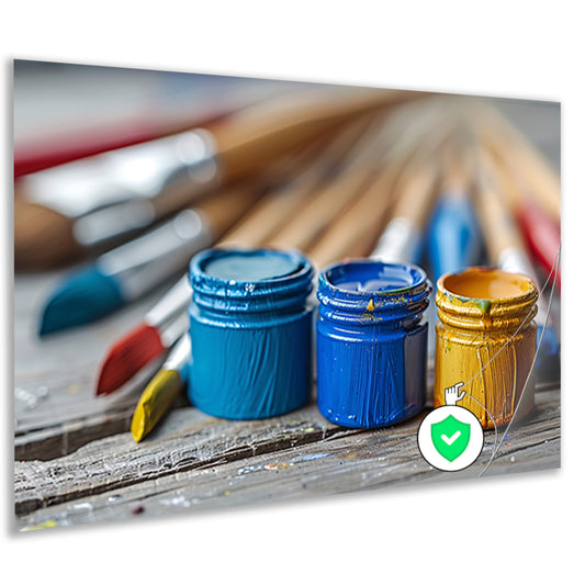 Abstract potten en kwasten poster