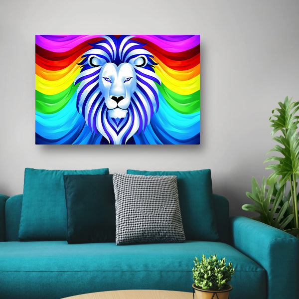 Kleurrijke abstracte leeuw met regenboog manen acrylglas