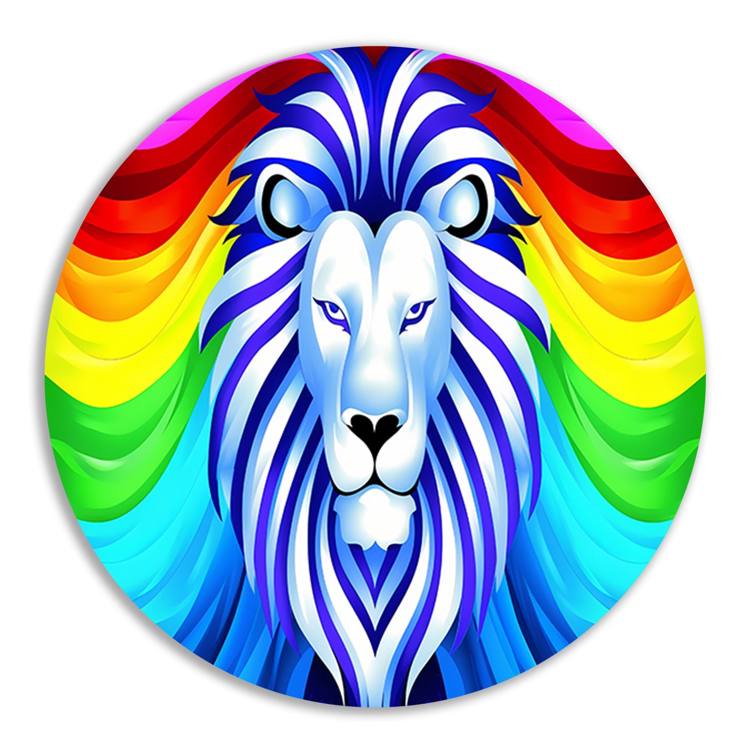 Kleurrijke abstracte leeuw met regenboog manen forex muurcirkel