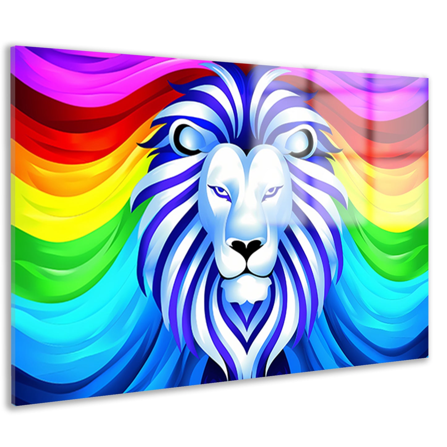 Kleurrijke abstracte leeuw met regenboog manen acrylglas
